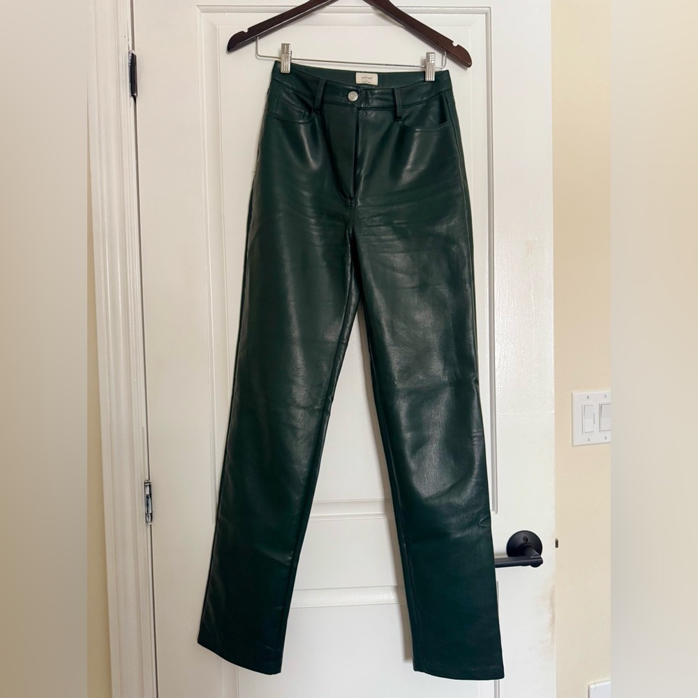 ARITZIA WILFRED Melina Faux Leather Pant, Green (US 2) - Picture 2 of 6